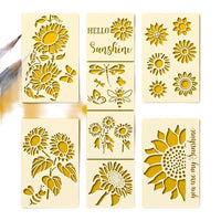 8 pcs Sunflower & Butterflies Painting Stencils Set - Reusable Templates for Wall Art & Crafts