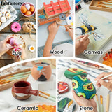 Fantastory 24pcs Acrylic Paint Set, 24 Classic Colors (2oz/60ml), Professional Craft Paint, Art Supplies Kit for Adults, Canvas/Fabric/Rock/Glass/Wood Painting with 12 Brushes