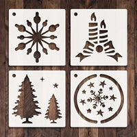 25pcs Christmas Theme Painting Stencils DIY Art Crafts Farm Drawing Template Reusable Stencil For Painting On Wood Wall Furniture Floor Fabric Decor