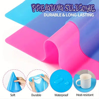 Nonstick Silicone Craft Sheet Art Mat  For Painting And Doodling - Non-Slip, Easy Clean Surface - Pink or Blue