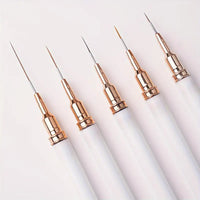 5 Piece Designer Ultra fine Liner Brushes with Lids  White