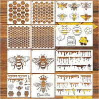 12 Pieces Bee Honeycomb Stencil, Reusable Bee Stencils For Painting