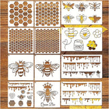 12 Pieces Bee Honeycomb Stencil, Reusable Bee Stencils For Painting