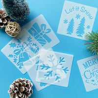 25pcs Christmas Theme Painting Stencils DIY Art Crafts Farm Drawing Template Reusable Stencil For Painting On Wood Wall Furniture Floor Fabric Decor