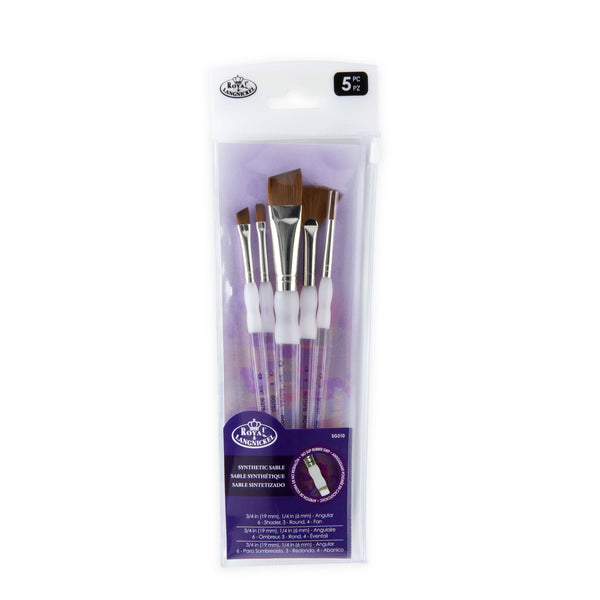 Royal & Langnickel - 5pc Soft Grip Synthetic Sable Artist Paint Brush Set - Flat Variety