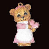 Alberta Bear Ornament Collectible A-369 - Santa with Heart 3 5/8"" High