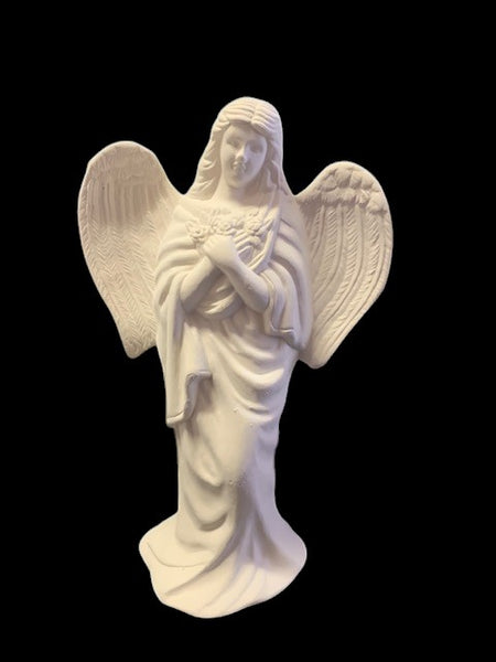 Arms Crossed Standing Angel with Flowers