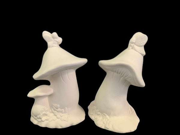 Set of 2 Mushrooms with Butterflies