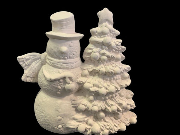 Snowman with Christmas Tree