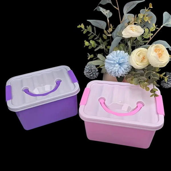 Portable Pink OR Purple Plastic Storage Box with Lid - Craft Box
