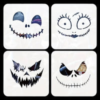 4pcs Creative Nightmare Before Christmas Jack and Sally Stencils, 4x4 Inch Reusable Painting Templates,