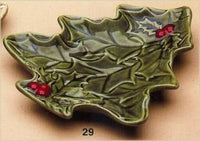 Holly Christmas Tree Tray Candy Dish