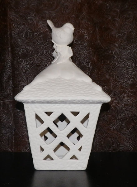 Beautiful Bird on Snow Capped Lantern Large