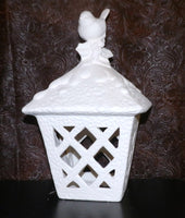 Beautiful Bird on Snow Capped Lantern Large