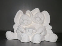 Cuddling Easter Bunny Couple with Honey Pot
