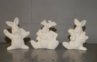 Set of 3 Loving Bunny Rabbits with Hearts