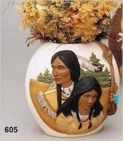 Native American Indian Couple Vase