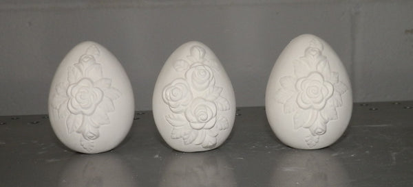 Set of 3 Detailed ROSE EASTER Eggs
