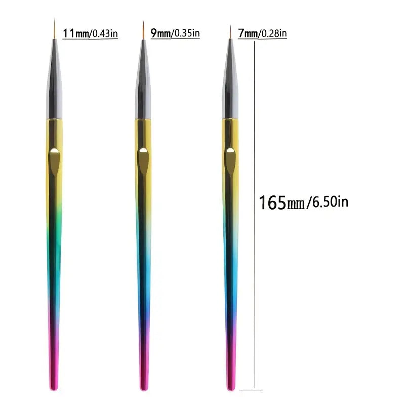 3 Piece Rainbow Liner Brush Set – River Craft Ceramics