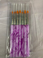 7 pc set Purple Marble Filbert Brush Set