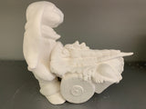 Bunny Rabbit Pushing Wheel barrel of Carrots