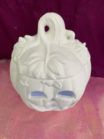 Medium Halloween Pumpkin w/ Leaves lid