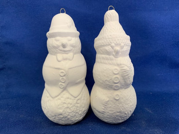 Snowflake Snowmen SNOW COUPLE Christmas Ornaments
