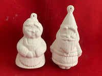 Wood Grain Mr. & Mrs. Santa Ornament Set