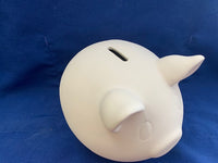 Paint Your Own Pig Piggy Bank - Ceramic Bisque, Unpainted with Stopper, 7" L x 6" H