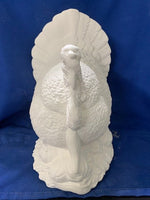 "Large Textured Turkey Table Centerpiece - Ceramic Bisque, Ready to Paint, Unpainted, Made in USA - 10" Tall, 10" Width, 10" Depth"