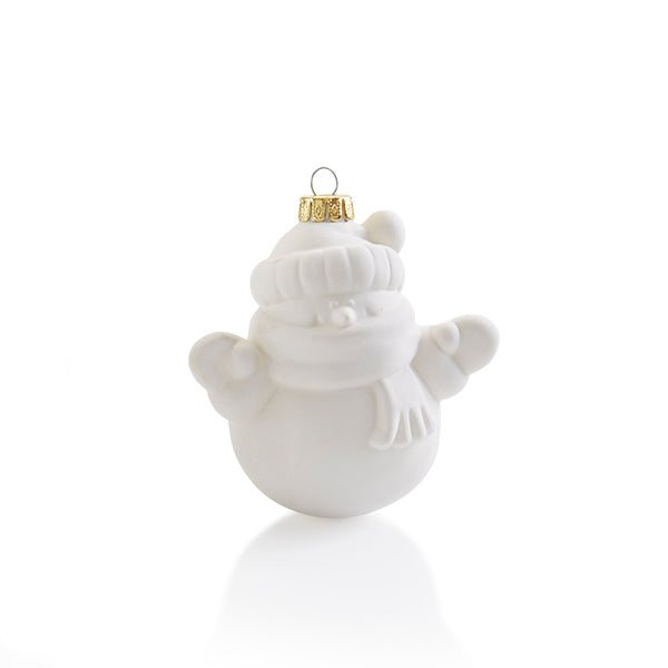 "Adorable Ceramic Bisque 3-D Snowman Ornament | Perfect Christmas Gift for Kids and Festive Home Decor"