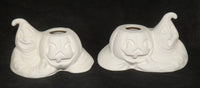 Ghost holding Pumpkin Candle Holder Set