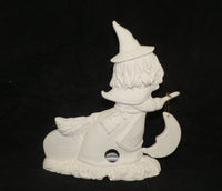Witch Riding Broom Pumpkin  LIGHT Up