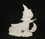 Witch Riding Broom Pumpkin  LIGHT Up