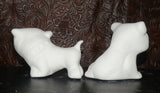Set of 2 BULLDOGS Puppy Dog Standing up & Sitting