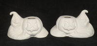 Ghost holding Pumpkin Candle Holder Set
