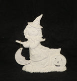 Witch Riding Broom Pumpkin  LIGHT Up