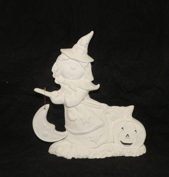 Witch Riding Broom Pumpkin  LIGHT Up
