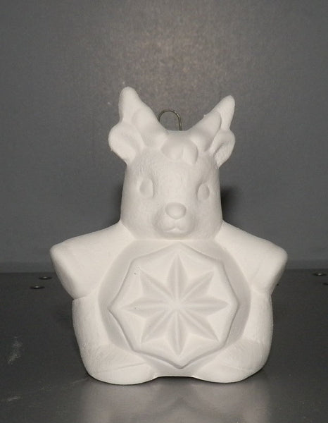Reindeer Christmas Ornament with Snowflake Star Belly