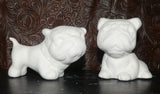 Set of 2 BULLDOGS Puppy Dog Standing up & Sitting