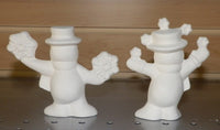Set of 2 Snowman Dancing Snowmen with Snowflakes