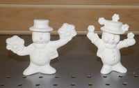Set of 2 Snowman Dancing Snowmen with Snowflakes