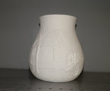 LOG CABIN Watermill Scene Flower Pot Planter Vase