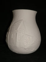 LOG CABIN Watermill Scene Flower Pot Planter Vase