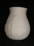 LOG CABIN Watermill Scene Flower Pot Planter Vase