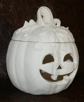 Medium Halloween Pumpkin w/ Leaves lid