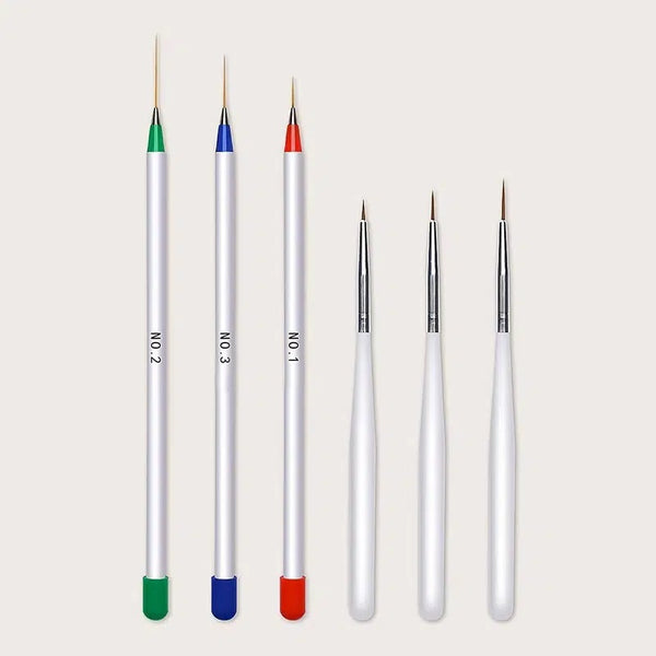 6 Pack Fine Striping Liner Brush Set